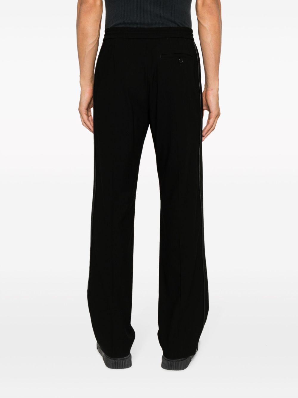 Shop Loewe Piped-trim Wool Track Pants In Black