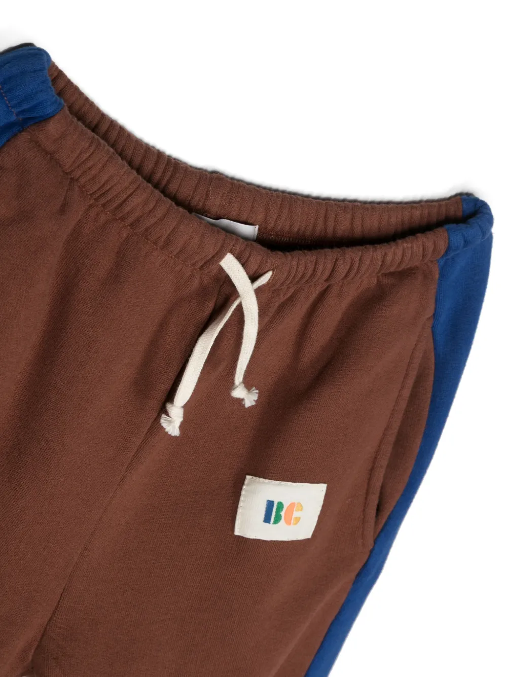 Bobo Choses Logo-patch Stripe-trim Trousers In Brown