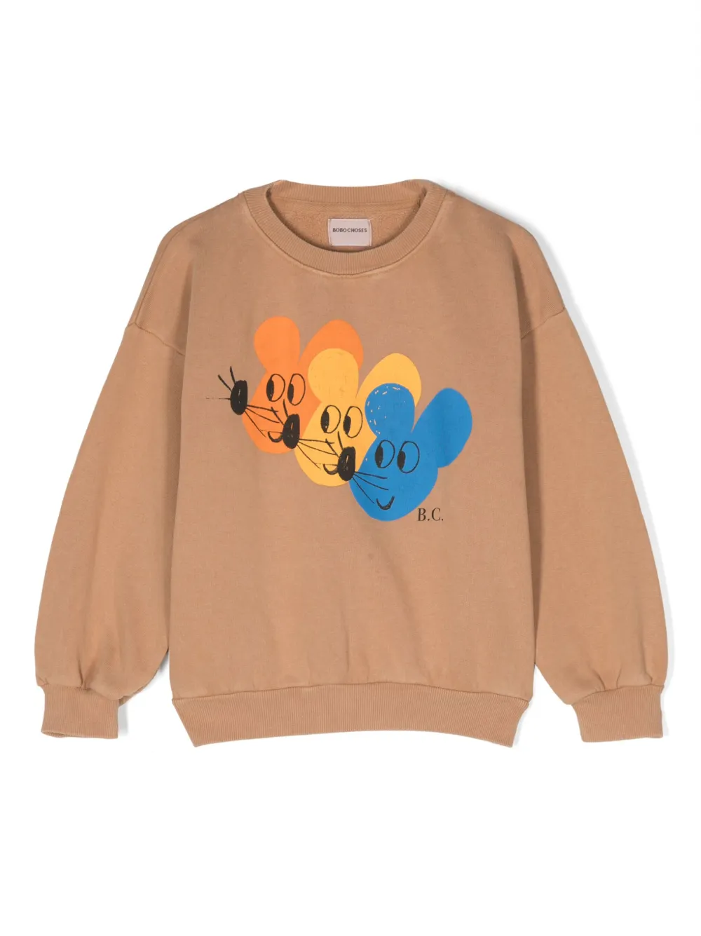 Bobo Choses Mouse-print Cotton Sweatshirt In Brown