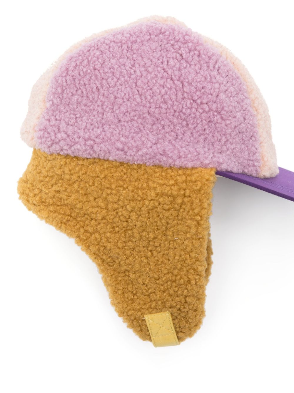 Bobo Choses faux-shearling panelled baseball cap - Roze