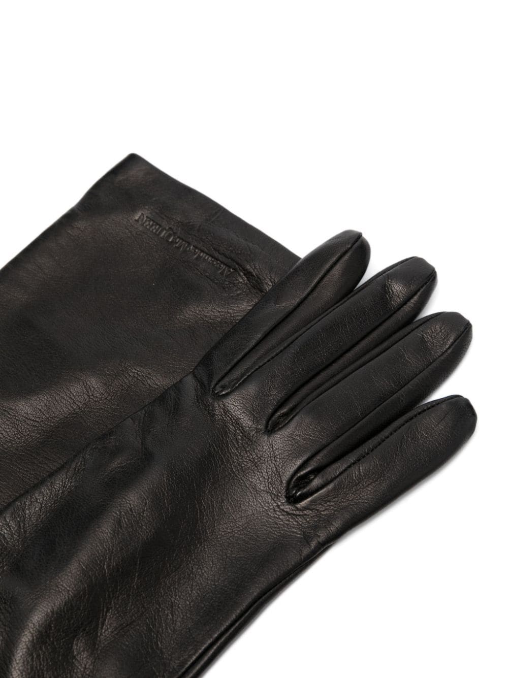 Alexander McQueen leather elbow gloves - Zwart