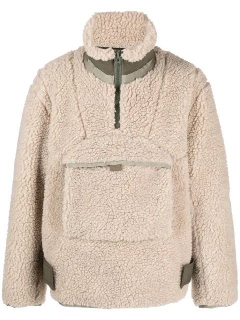 sacai faux-shearling zip-pocket sweatshirt