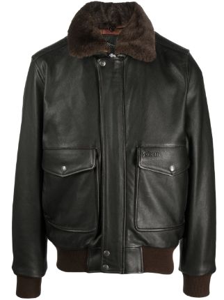 Schott premium leather bomber on sale jacket