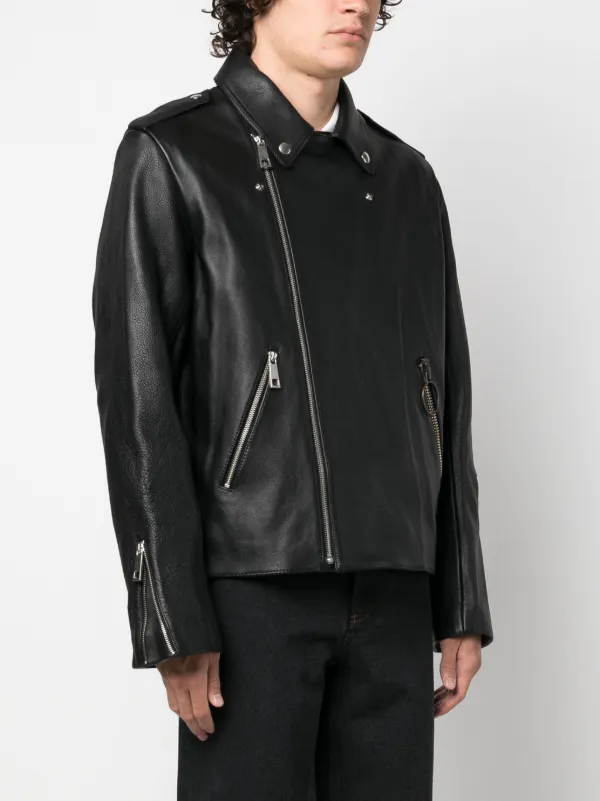 A.P.C. Notch Lapels Leather Biker Jacket - Farfetch