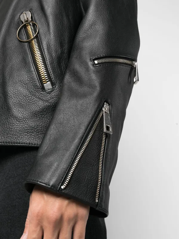 Off-White Oversized Leather Biker Jacket - Farfetch