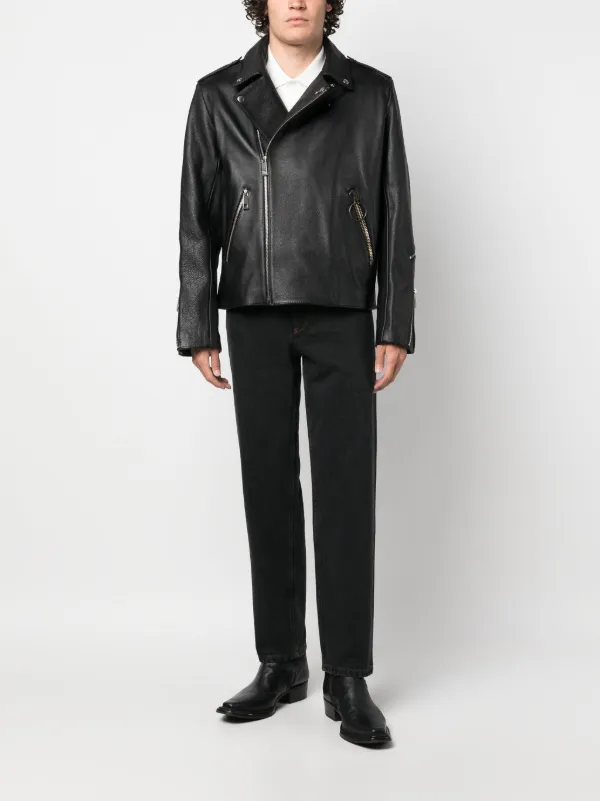 A.P.C. Notch Lapels Leather Biker Jacket - Farfetch