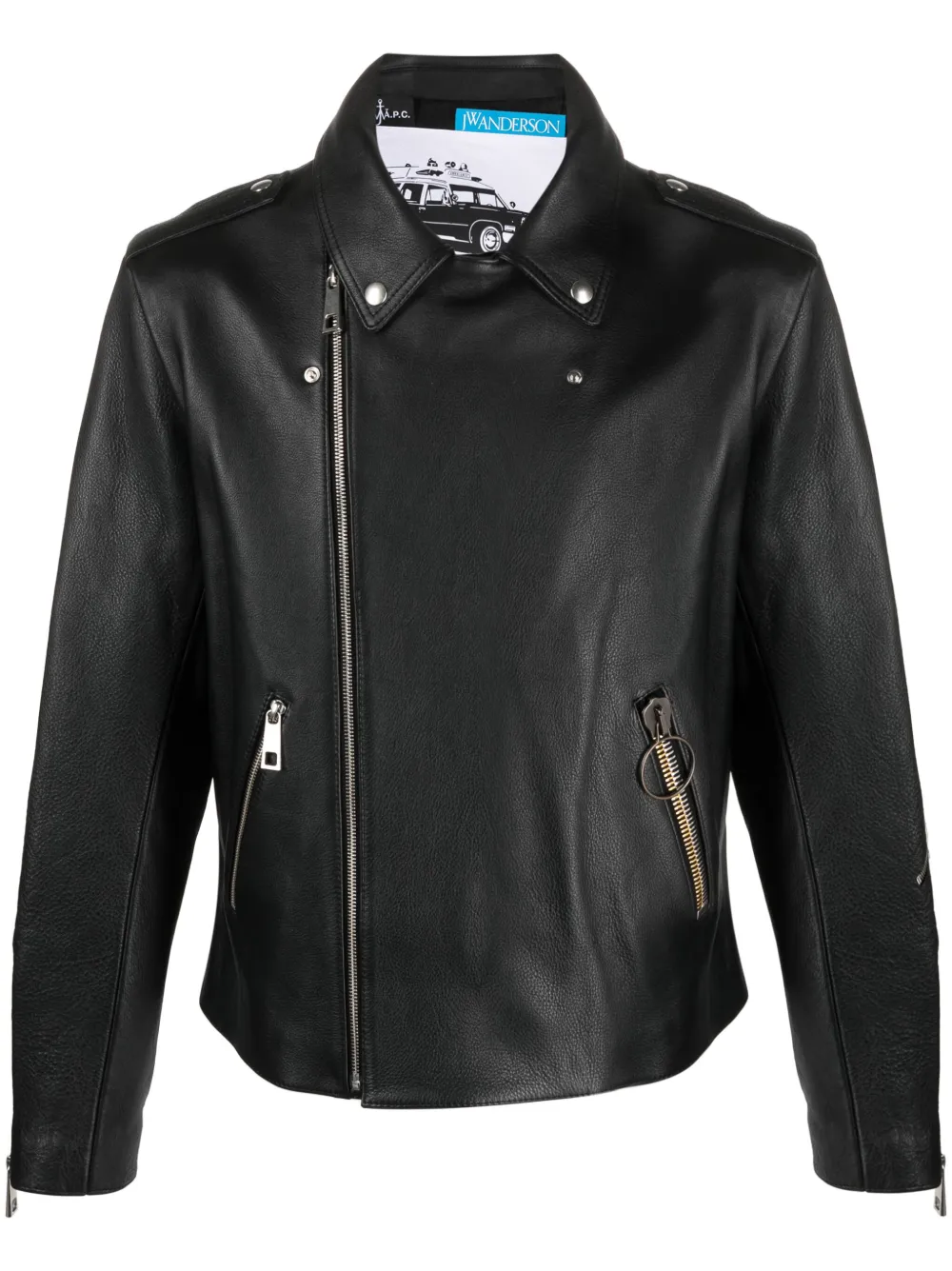 A.P.C. Leren bikerjack Zwart