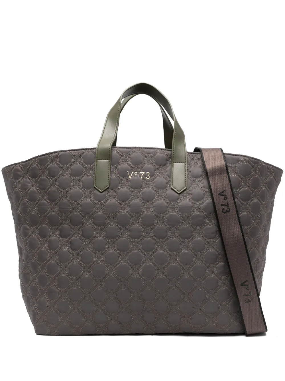 V73 Logo-plaque Quilted Tote Bag In Green