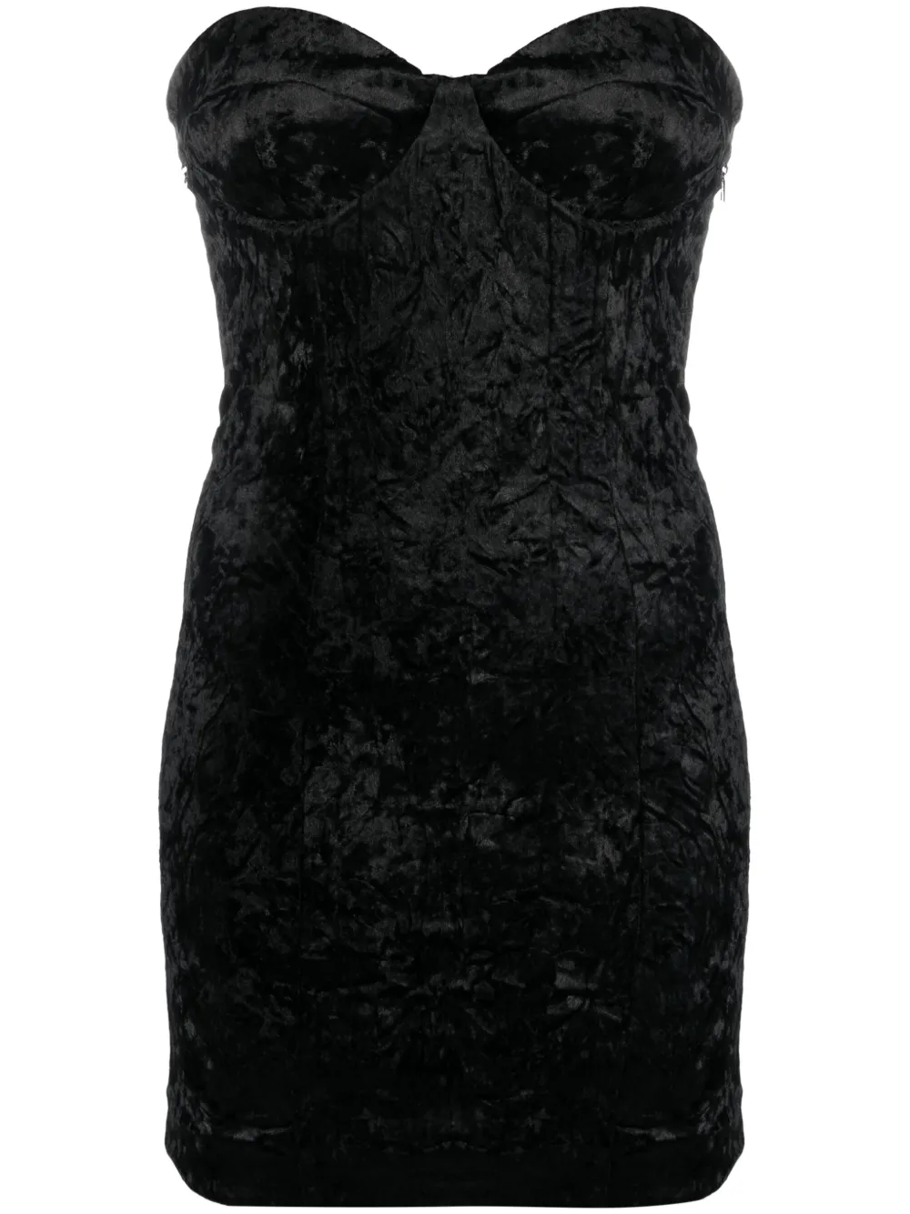Rotate Birger Christensen Strapless Velvet-effect Minidress In Schwarz