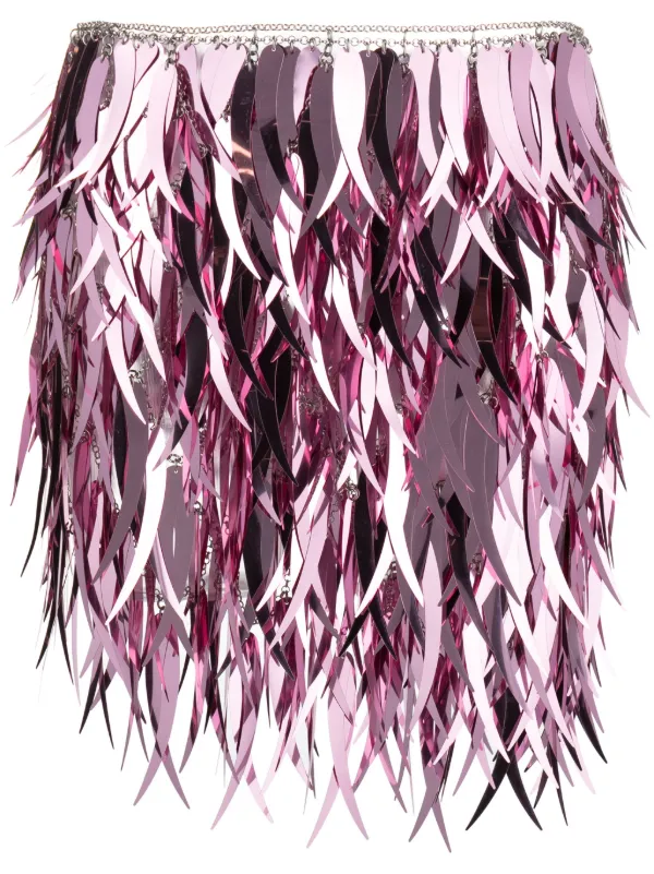 ミニスカート Rabanne Pink llic feathers mini skirt Rabanne Metallic Feathers Mini Skirt | Pink | FARFETCH