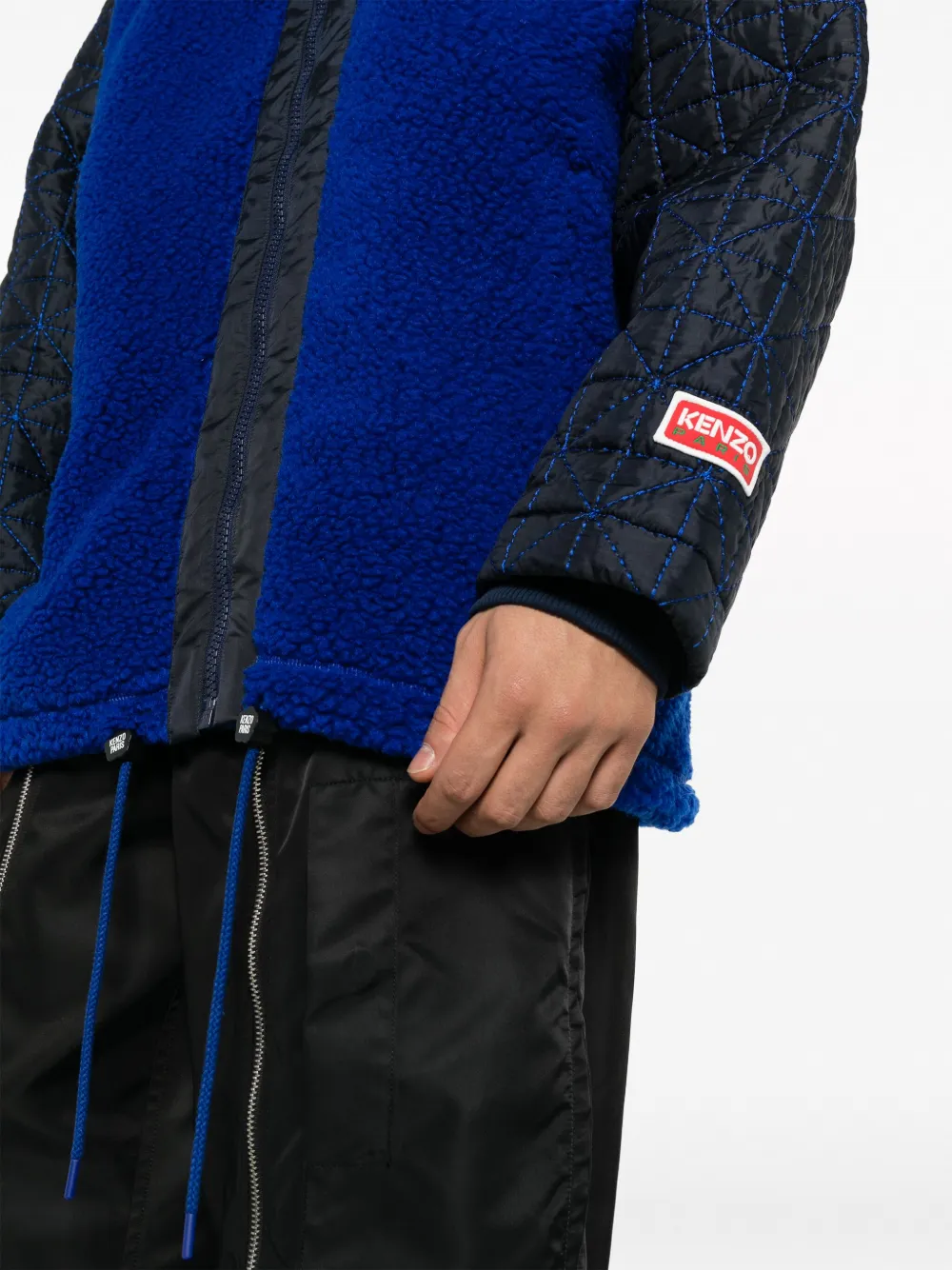 Shop Kenzo Zip-up Fleece Bomber Jacket In Blue