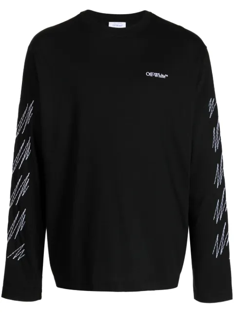 Off-White Diag-embroidery cotton T-shirt