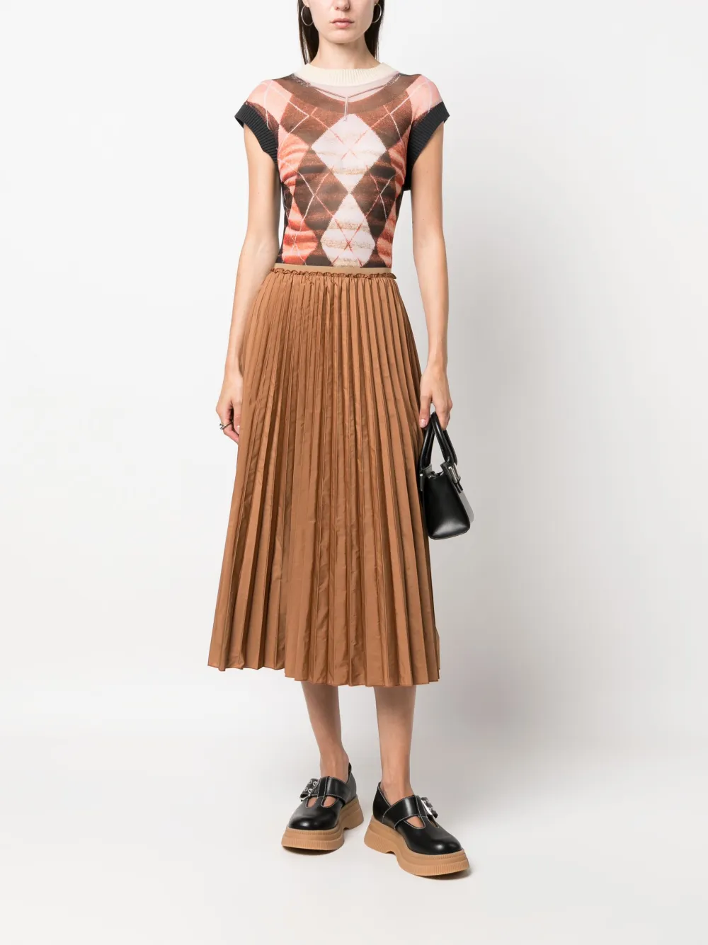 RED Valentino elasticated-waist pleated midi skirt - Bruin
