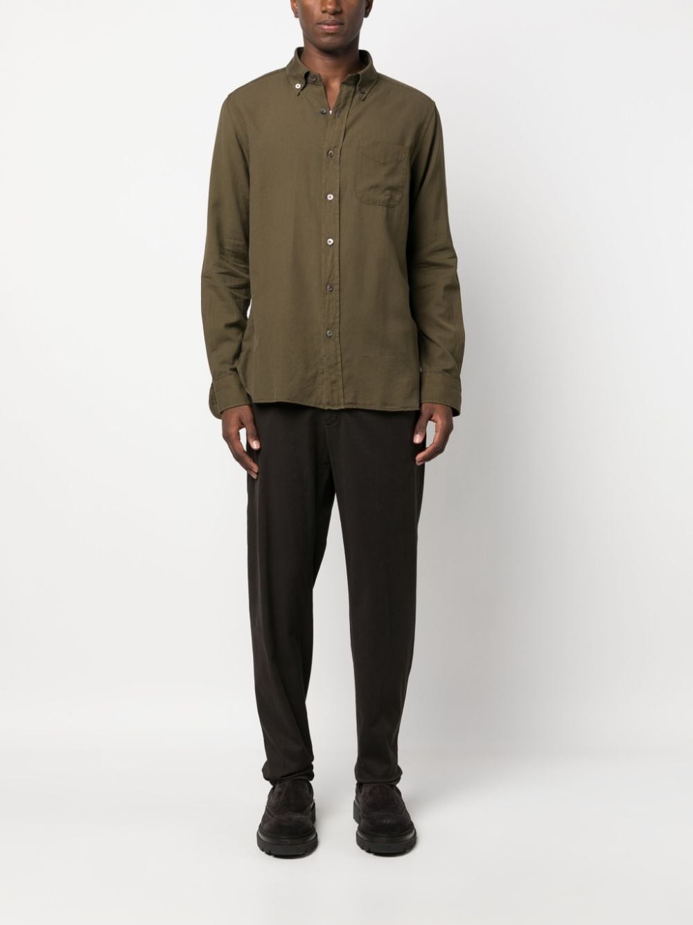 Shop Tom Ford Long-sleeve Buttoned Shirt In Green
