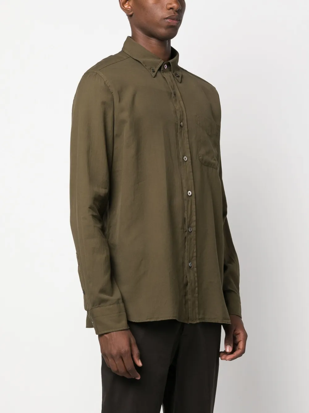 Shop Tom Ford Long-sleeve Buttoned Shirt In Green