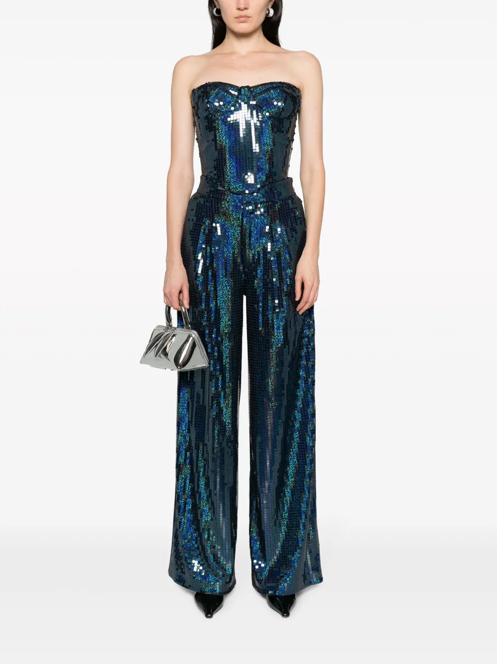 The New Arrivals Ilkyaz Ozel Mia sequinned wide-leg trousers - Blauw