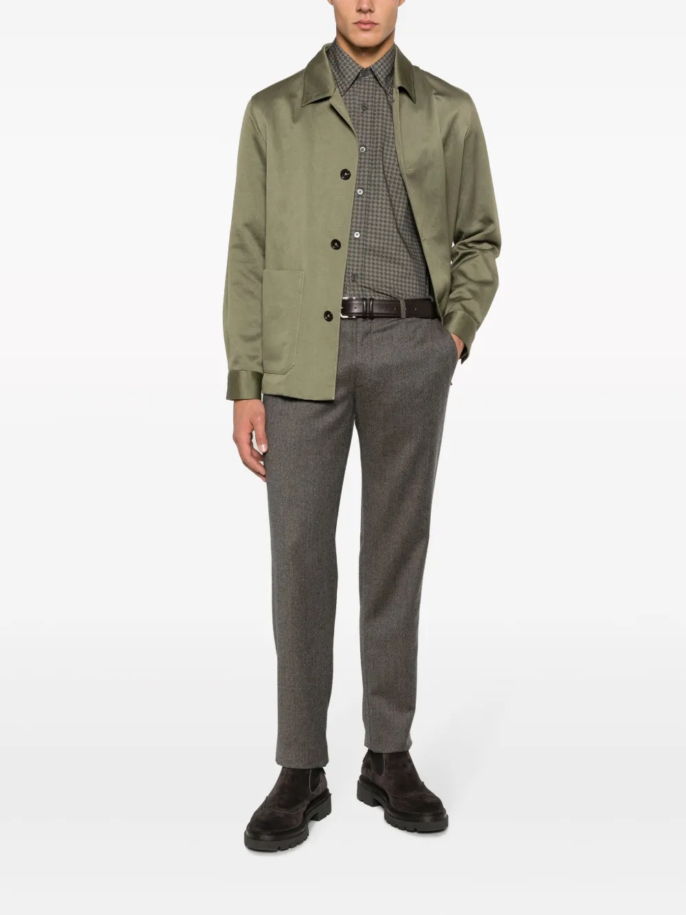 Canali straight-leg wool trousers - Bruin