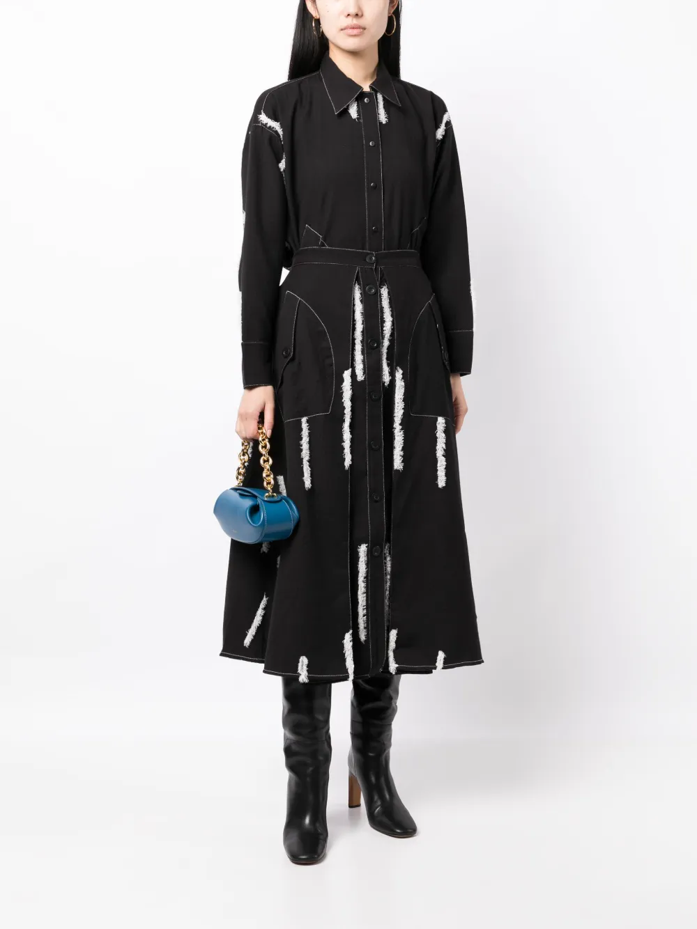 LOVEBIRDS A-line wool skirt - Zwart