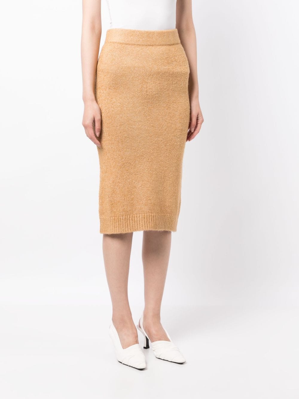 Shop Lovebirds High-waist Knitted Skirt In Brown