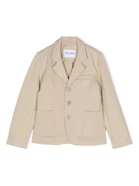 TRUSSARDI JUNIOR logo-embroidered single-breasted blazer