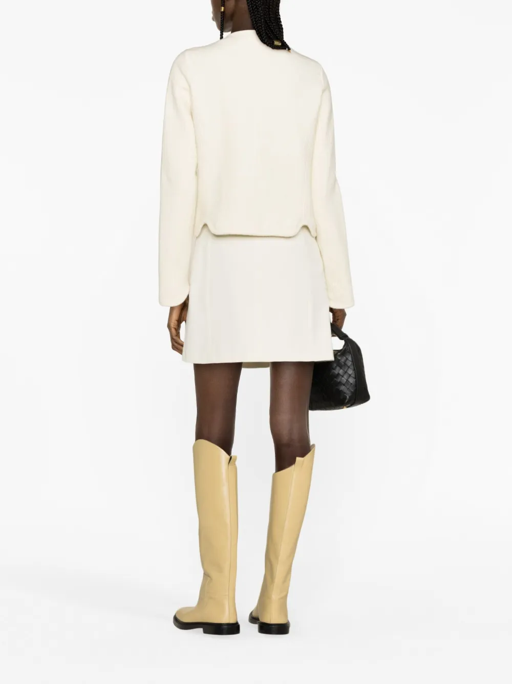 Jil Sander Scalloped Slim Wool Jacket In Neutrals