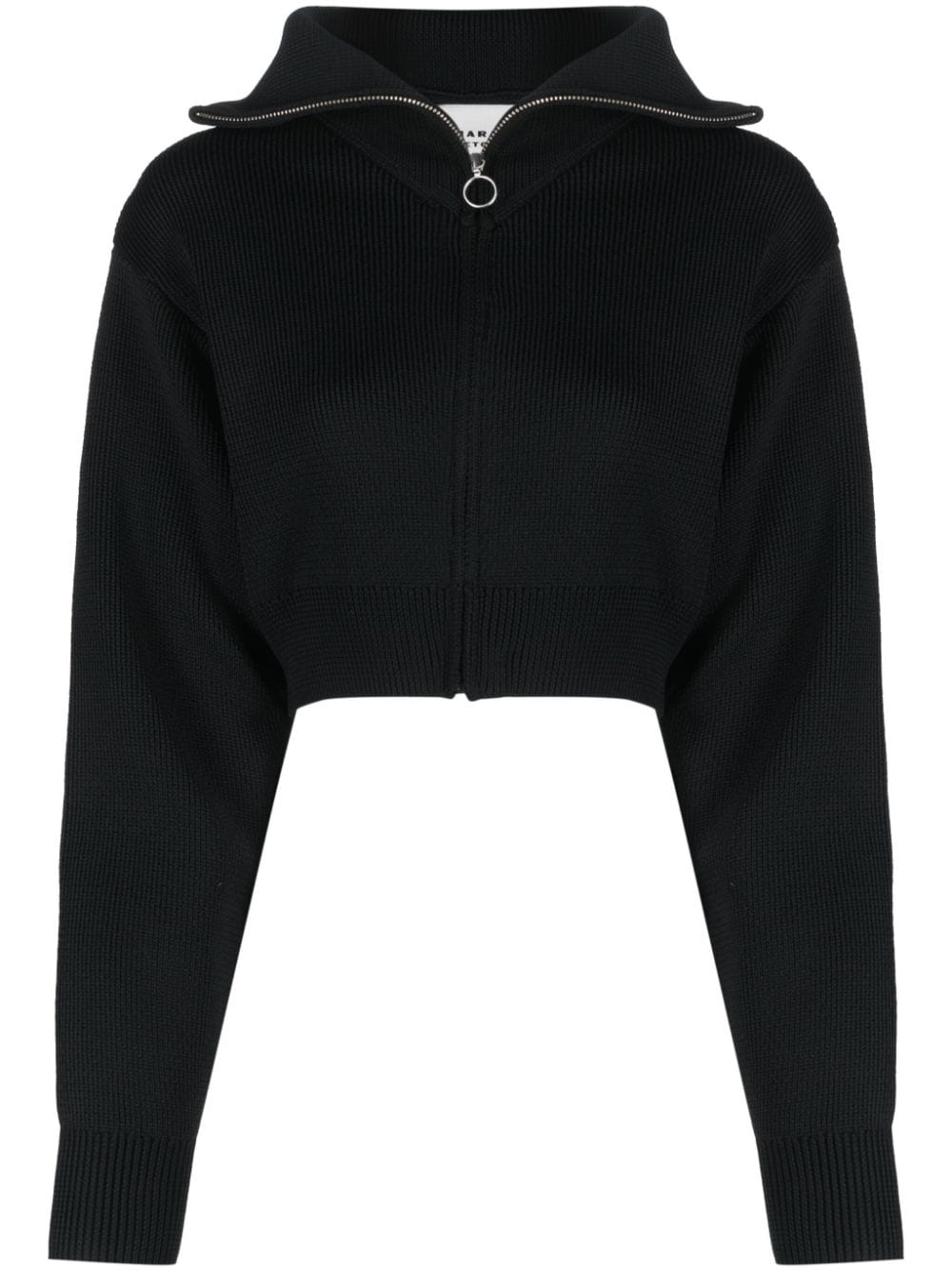 Shop Marant Etoile Intarsia-knit Logo Cropped Jumper In Black