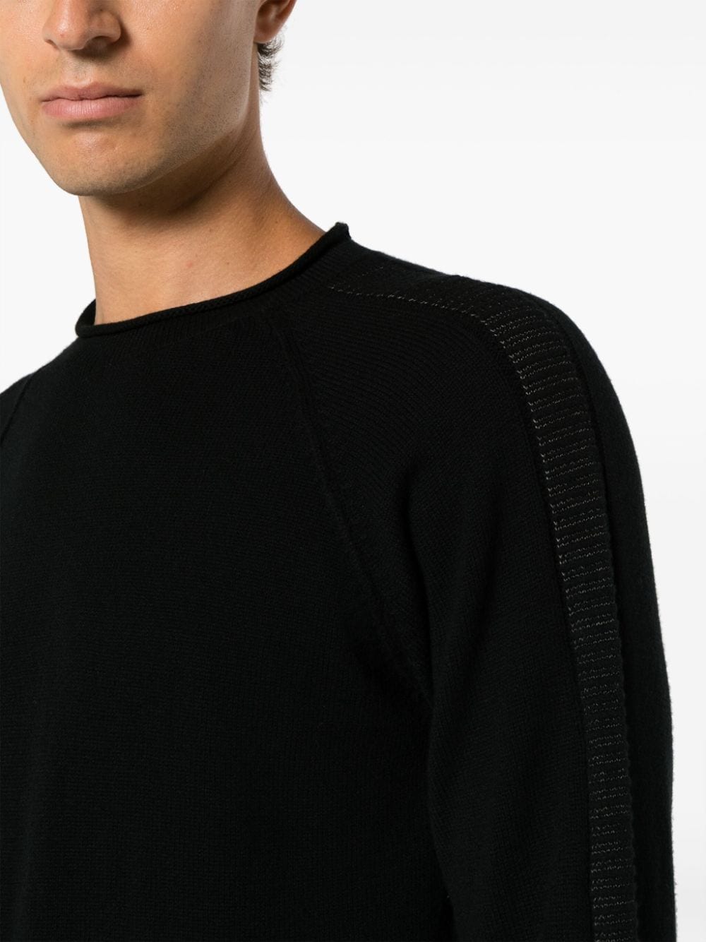 Shop Transit Ribbed-detail Fine-knit Jumper In Black