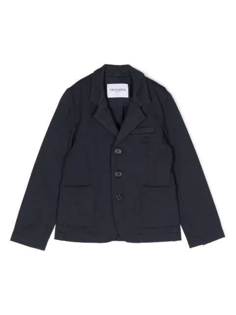 TRUSSARDI JUNIOR logo-embroidered single-breasted blazer