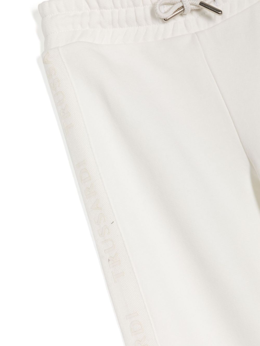 Shop Trussardi Junior Drawstring-waist Cotton Trousers In White