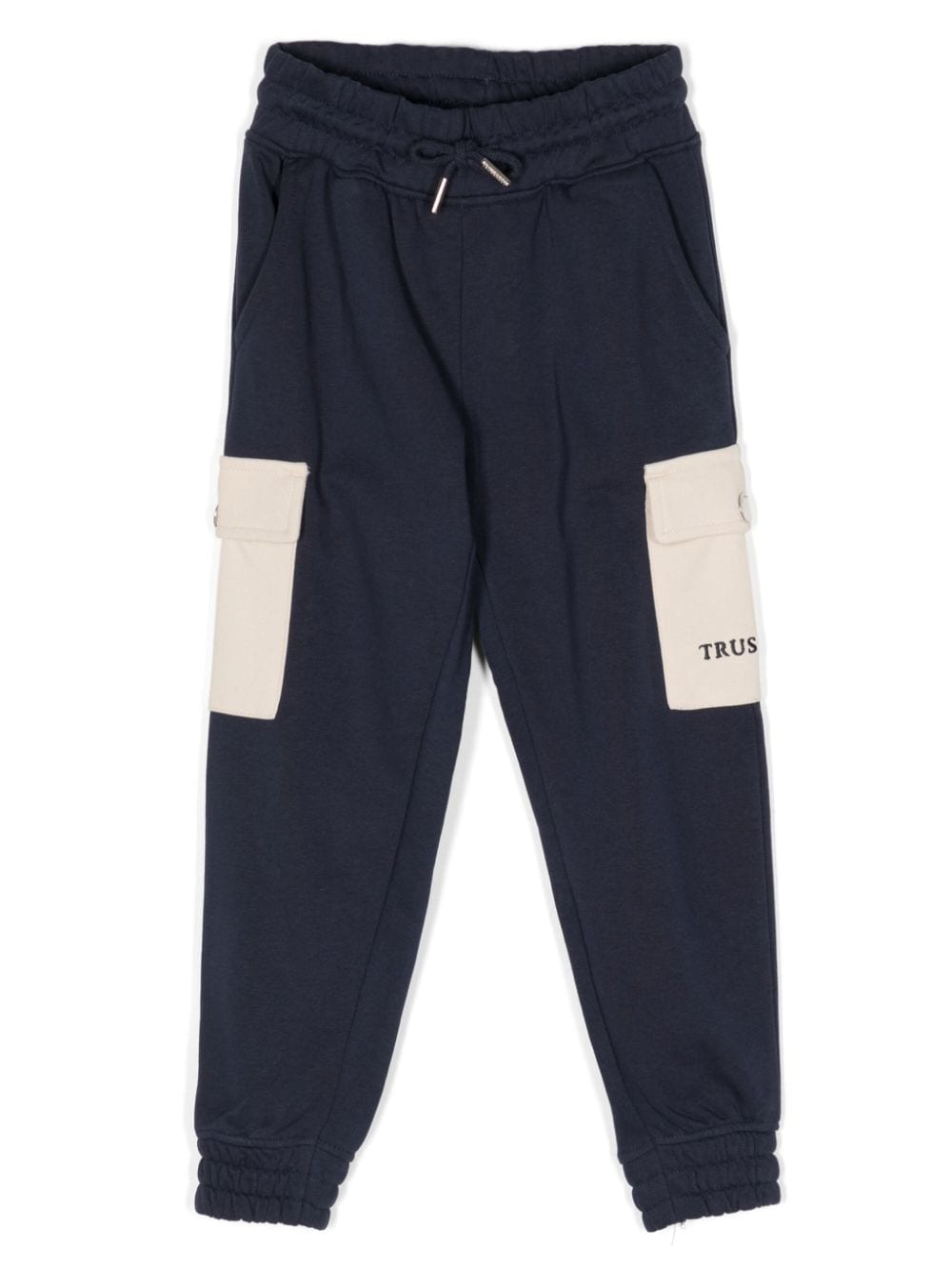 Trussardi Junior Kids' Logo-embroidered Contrast-pockets Trousers In Blue
