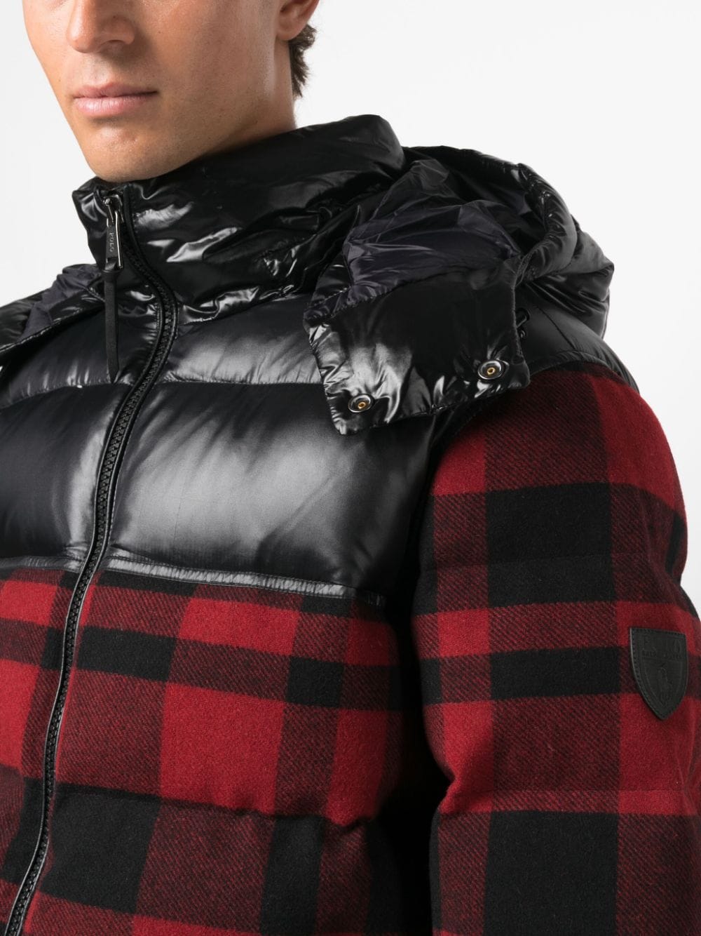 Shop Polo Ralph Lauren Check-print Puffer Jacket In Black