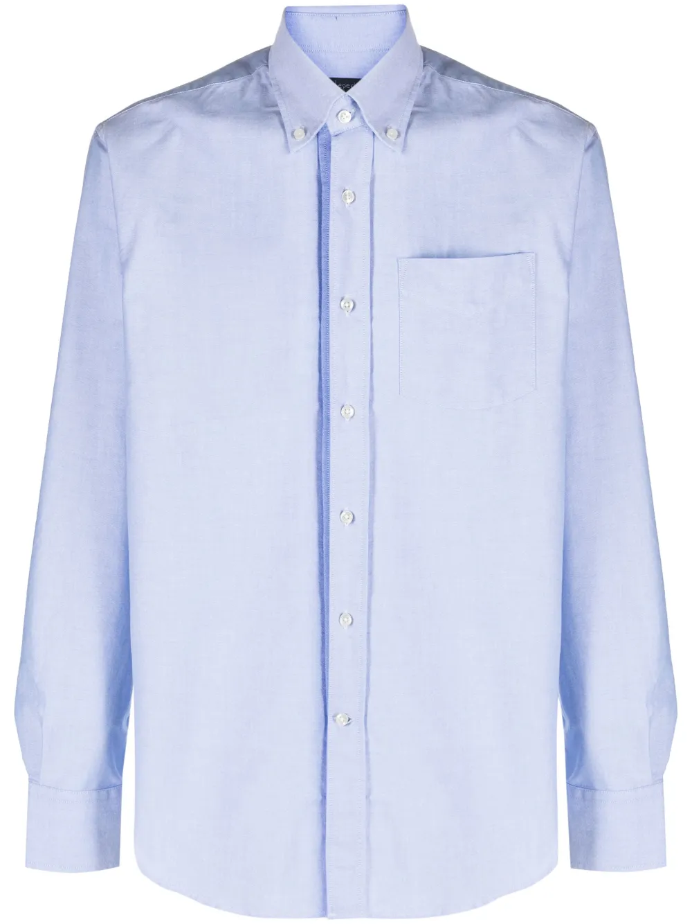Deperlu Spread-collar Cotton Shirt In Blue