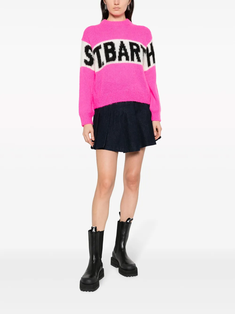 MC2 Saint Barth intarsia-knit logo long-sleeve jumper - Roze