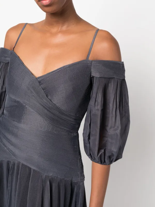 Zimmermann Off-shoulder Pleated Midi Dress - Blue
