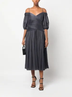 ZIMMERMANN バーガンディ フリルドレス Zimmermann Silk Wrap Midi Dress in Burgundy | REVOLVE
