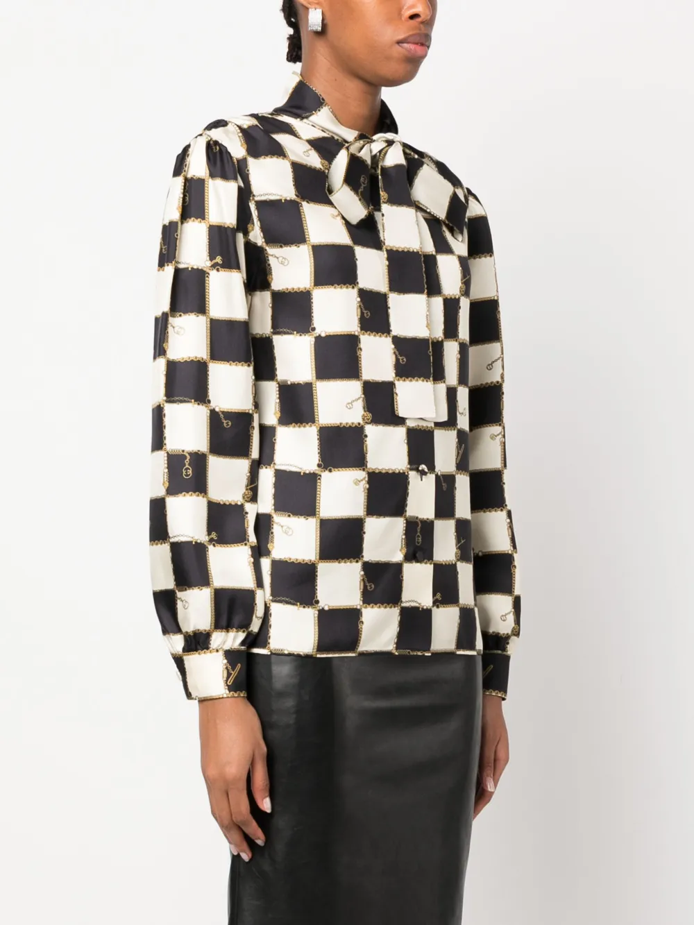 Gucci Checkerboard Silk Shirt In Multi ModeSens