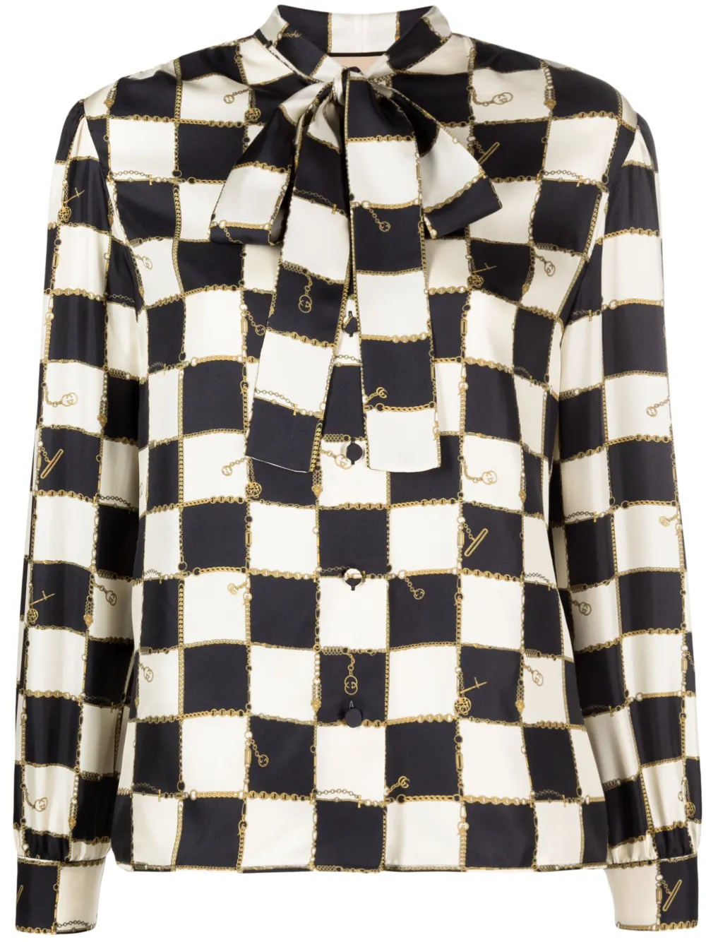 Gucci Checkerboard Silk Shirt In Multi ModeSens