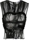 Cecilie Bahnsen ruched sleeveless silk top - Black