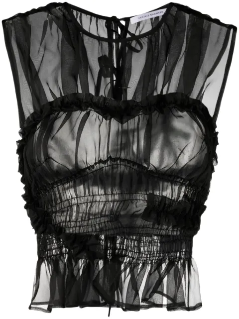 Cecilie Bahnsen ruched sleeveless silk top
