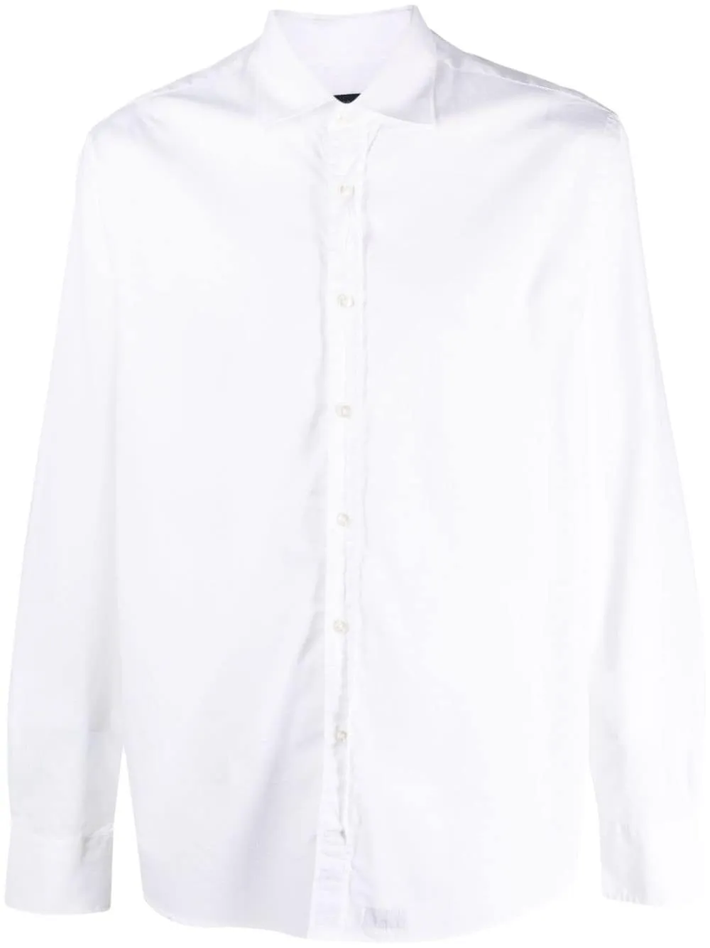 Shop Deperlu Long-sleeve Cotton Shirt In White