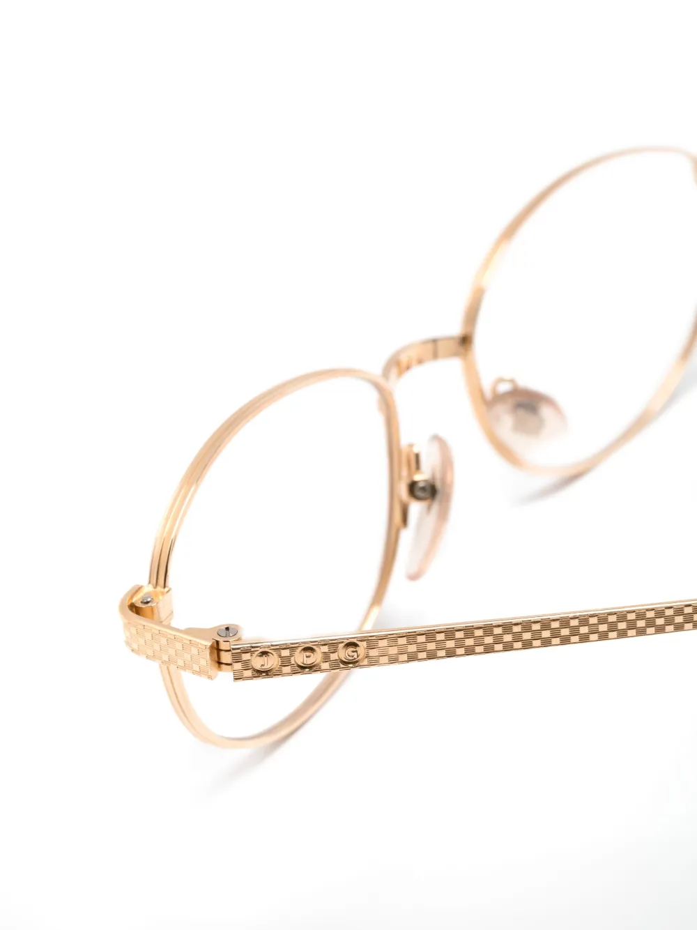 Pre-owned Jean Paul Gaultier Logo-engraved Oval Glasses In Gold