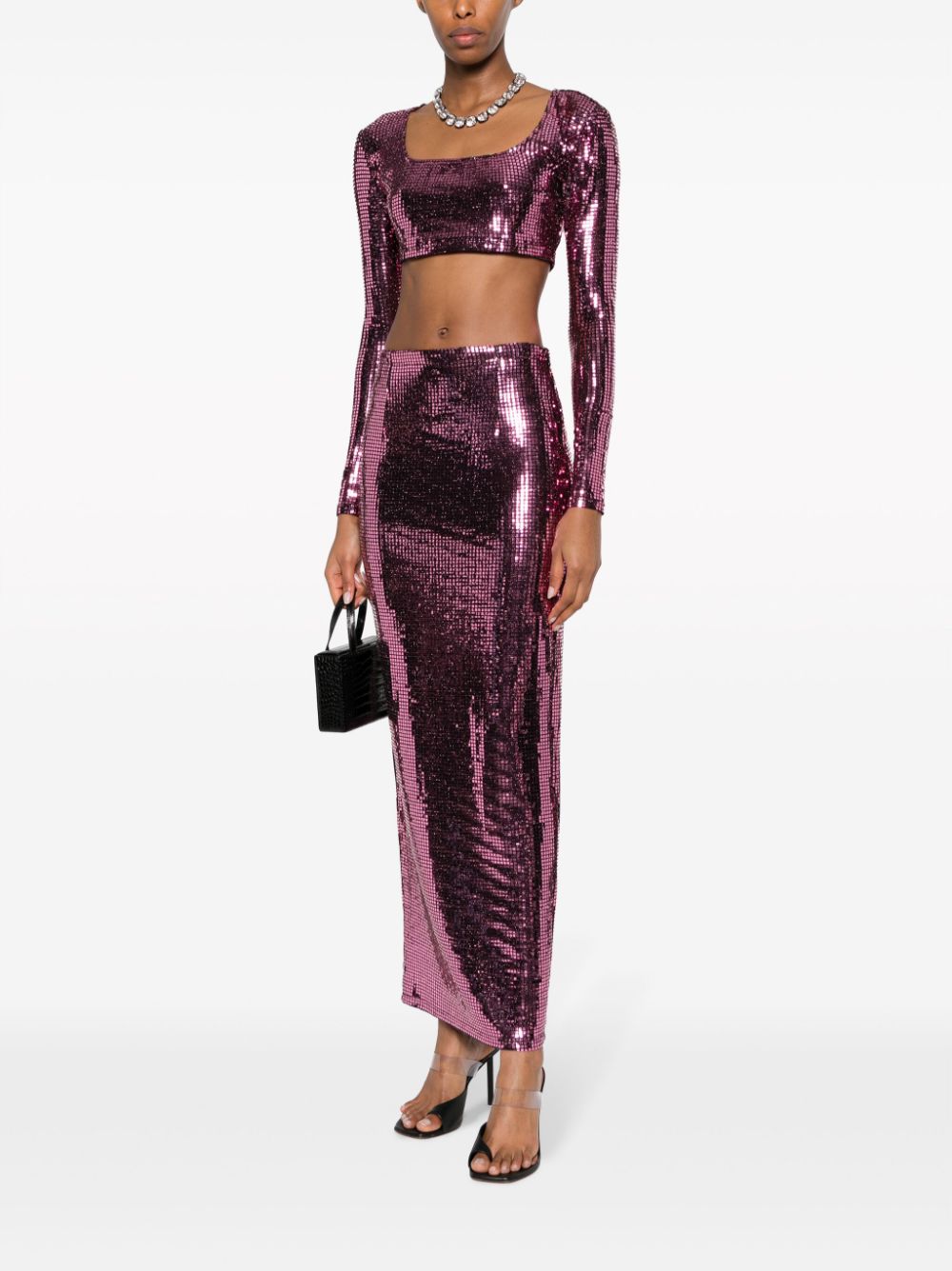 The New Arrivals Ilkyaz Ozel sequin-embellished maxi skirt - Roze