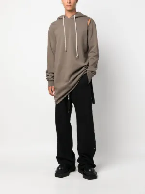 【関税&送料込】Rick Owens Hoodie Rick Owens Drawstring Zip Fastening Hoodie Dust Grey Men's