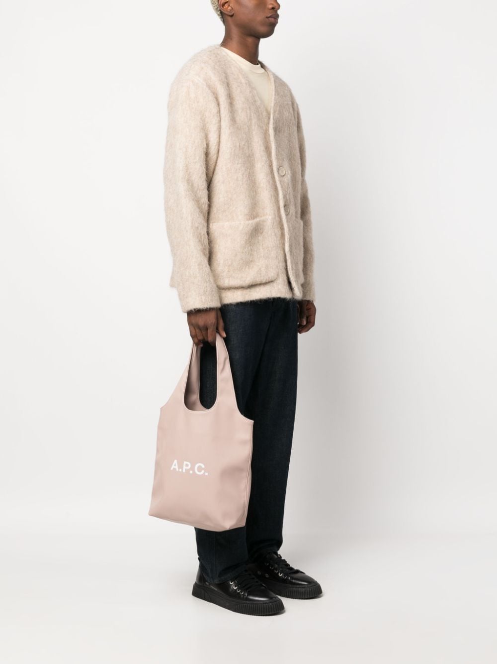 A.P.C. small Ninon logo-print tote bag - Roze