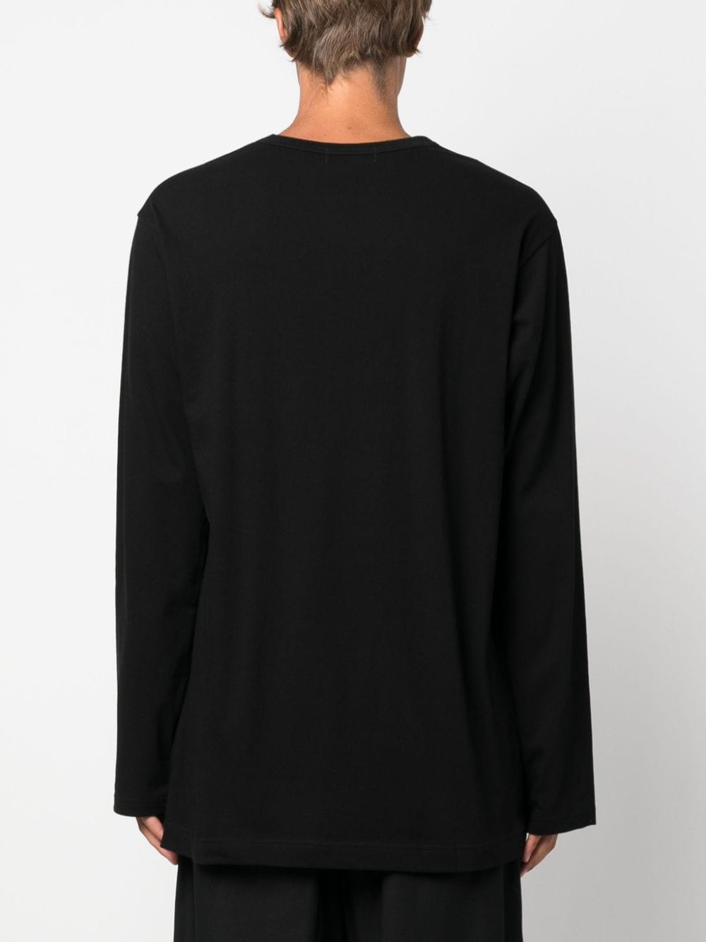 Shop Yohji Yamamoto Long-sleeve Cotton T-shirt In Black