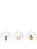 CU I SEEYOU Christmas 3D-detailing glass baubles (set of three) - Neutrals