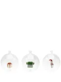 CU I SEEYOU Christmas 3D-detailing glass baubles (set of three) - Neutrals