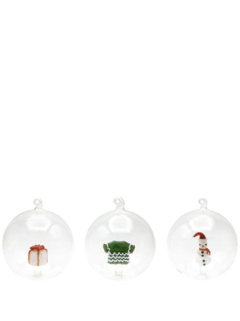 CU I SEEYOU Christmas 3D-detailing glass baubles (set of three)