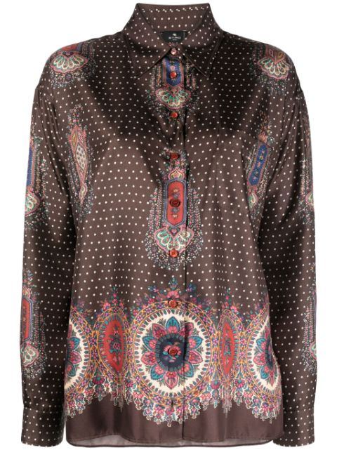 ETRO mix-print pointed-collar silk shirt Women