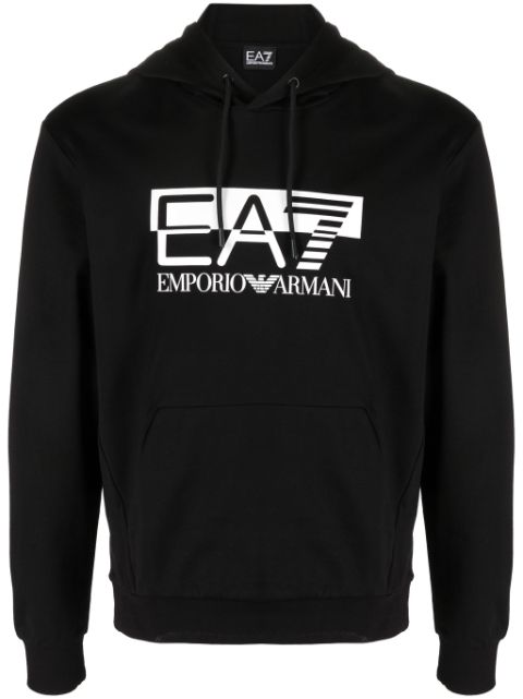 Ea7 Emporio Armani logo-print cotton hoodie